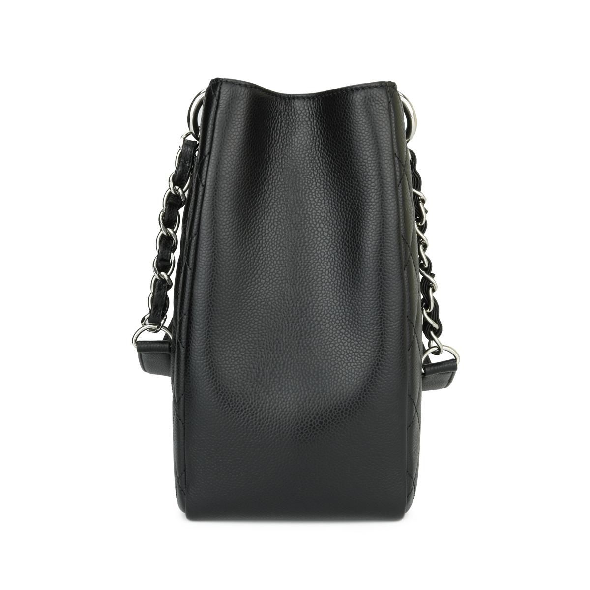 chanel gst black caviar silver hardware