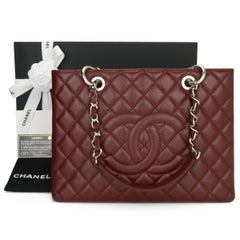 CHANEL Grand Shopping Tote (GST) Bag Burgundy Caviar with Silver Hardware 2014
