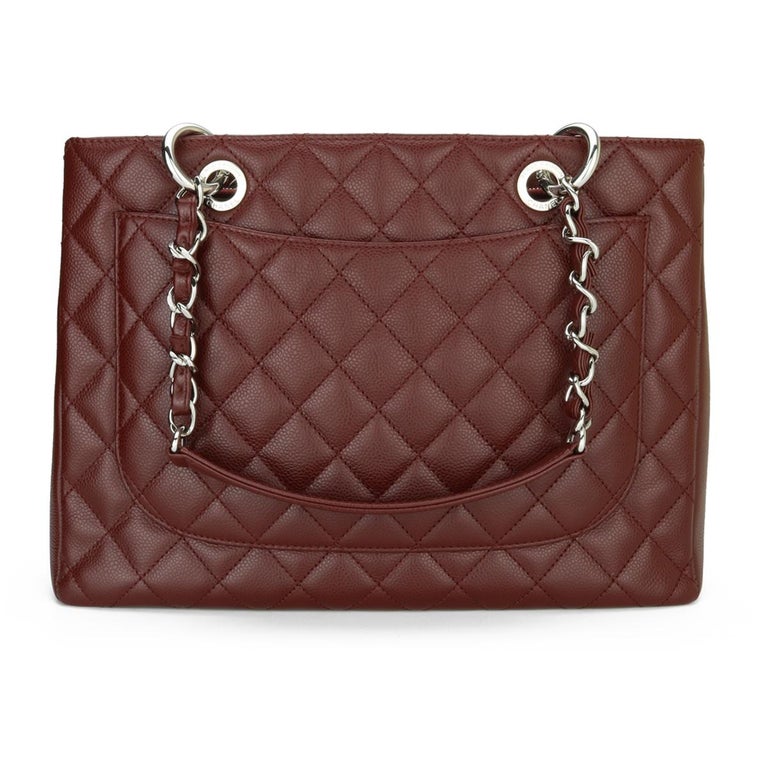 CHANEL Grand Shopping Tote (GST) Bag Burgundy Caviar with Silver Hardware  2014 For Sale at 1stDibs