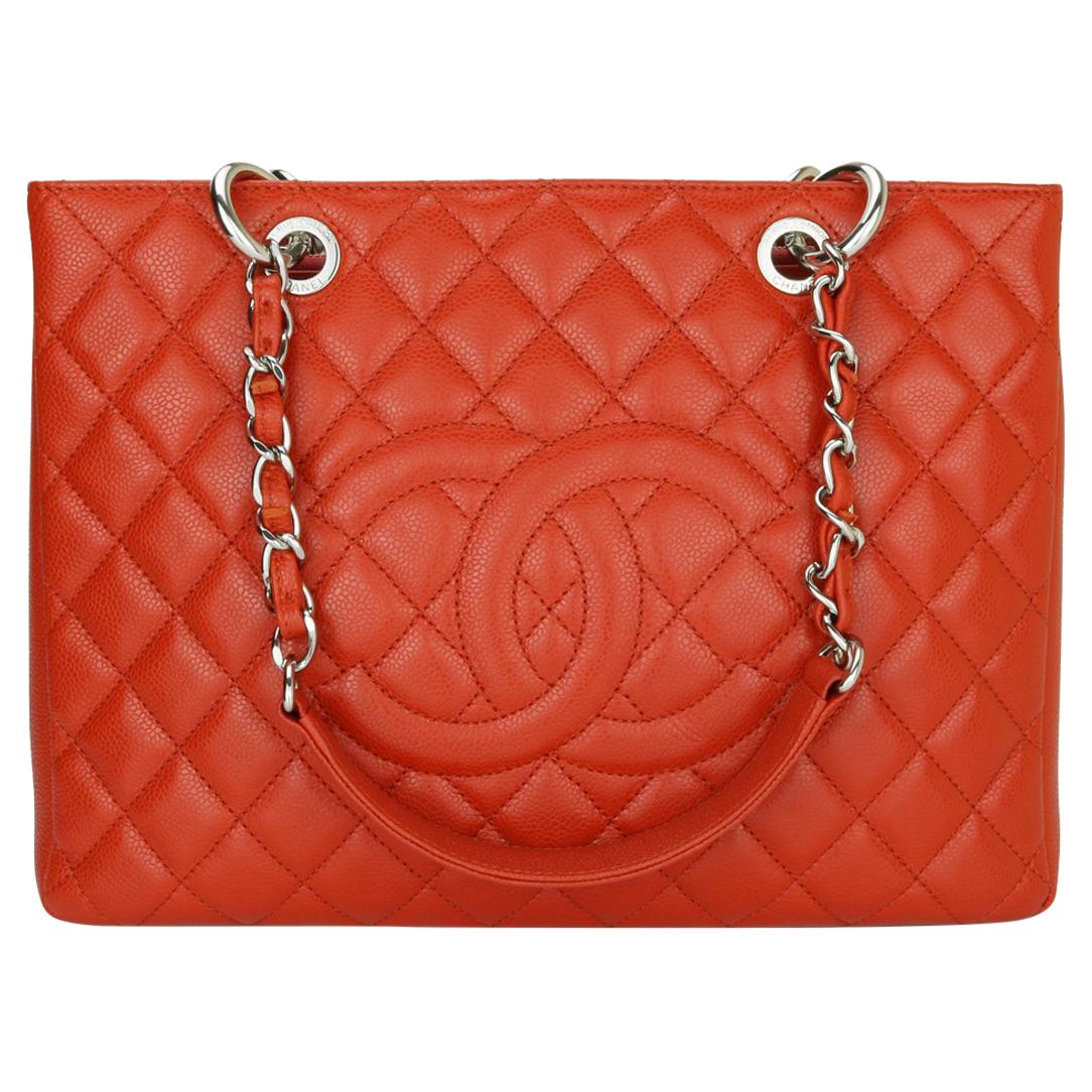 CHANEL Grand Shopping Tote (GST) Bag Orange Caviar with Silver Hardware 2012  at 1stDibs