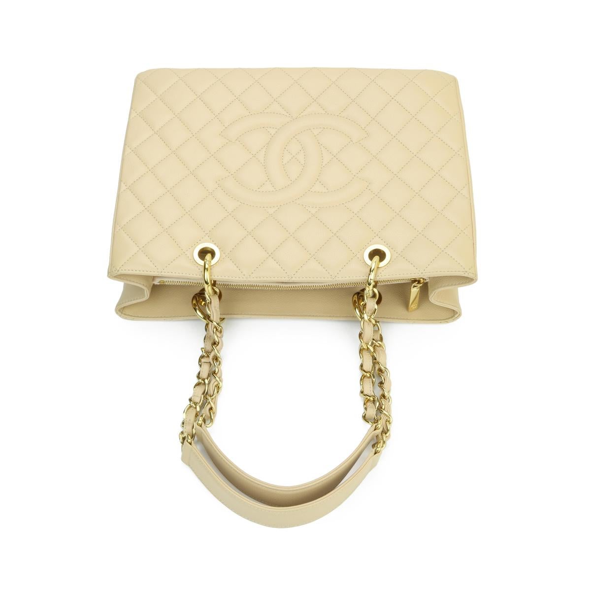CHANEL Grand Shopping Tote (GST) Beige Caviar with Gold Hardware 2011 3