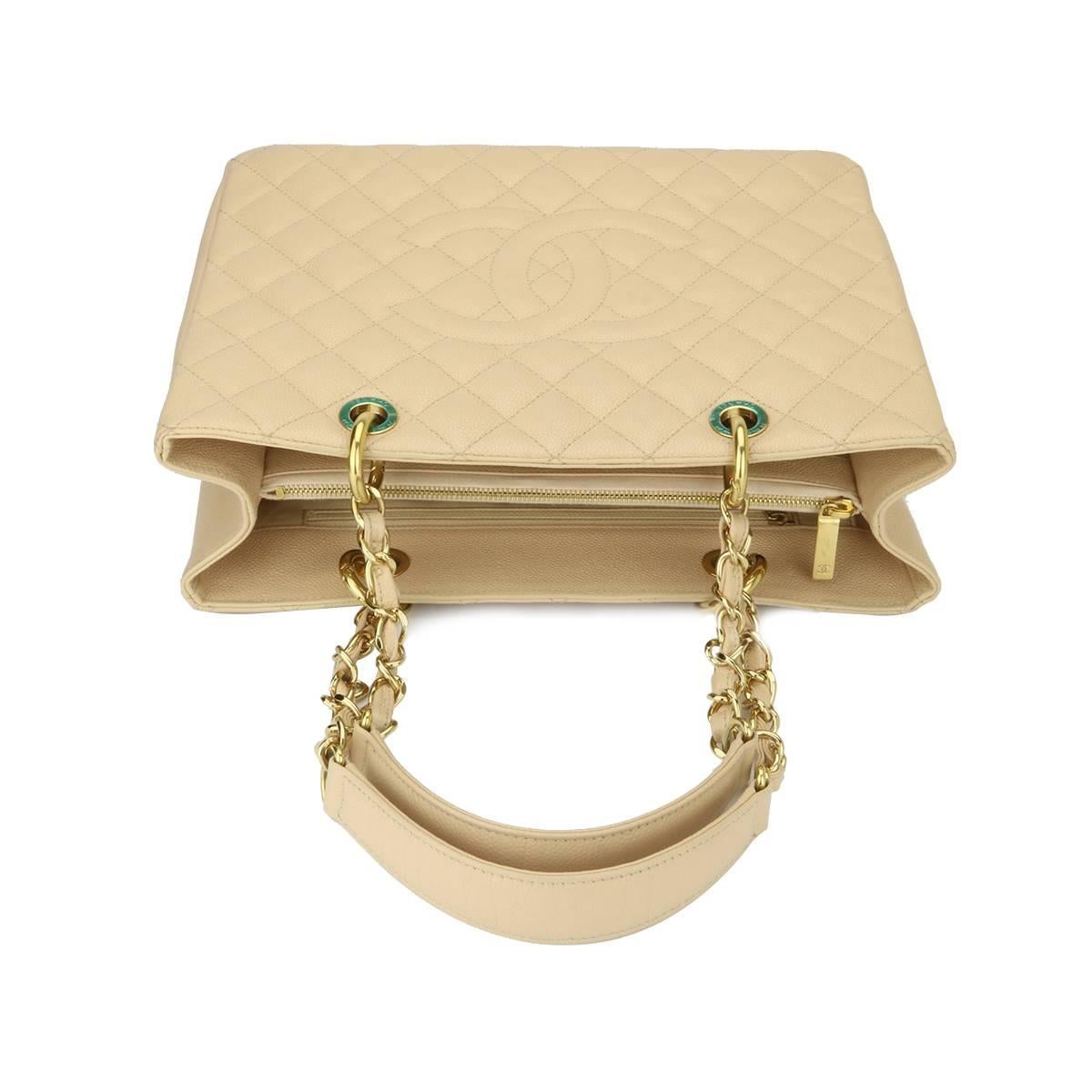 CHANEL Grand Shopping Tote (GST) Beige Clair Caviar with Gold Hardware 2013 4