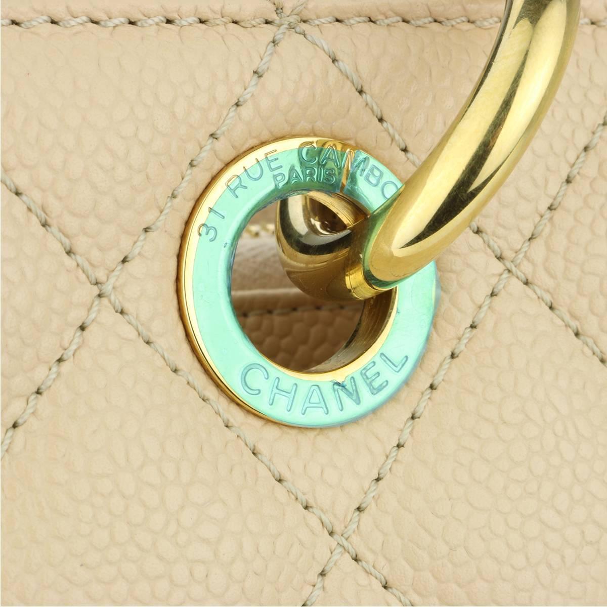 CHANEL Grand Shopping Tote (GST) Beige Clair Caviar with Gold Hardware 2013 5
