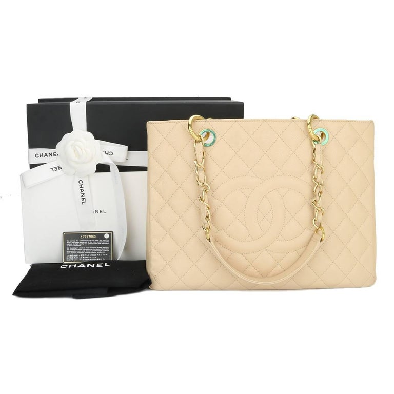 CHANEL Grand Shopping Tote (GST) Beige Clair Caviar with Gold Hardware 2013