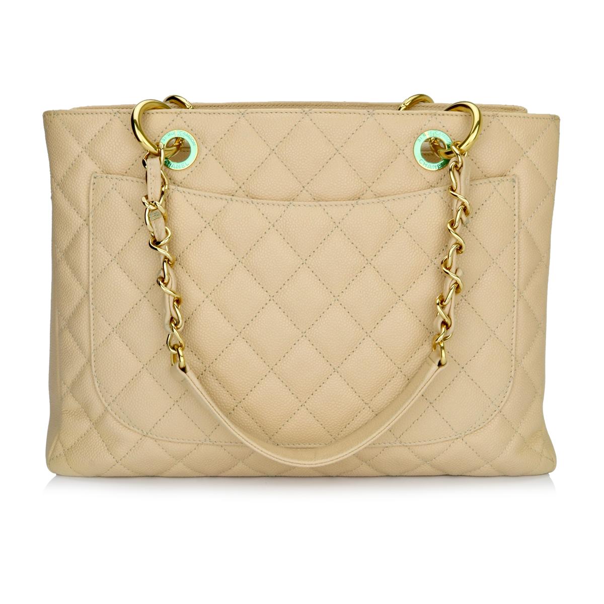 CHANEL Grand Shopping Tote (GST) Beige Clair Caviar with Gold Hardware 2013 In Excellent Condition In Huddersfield, GB