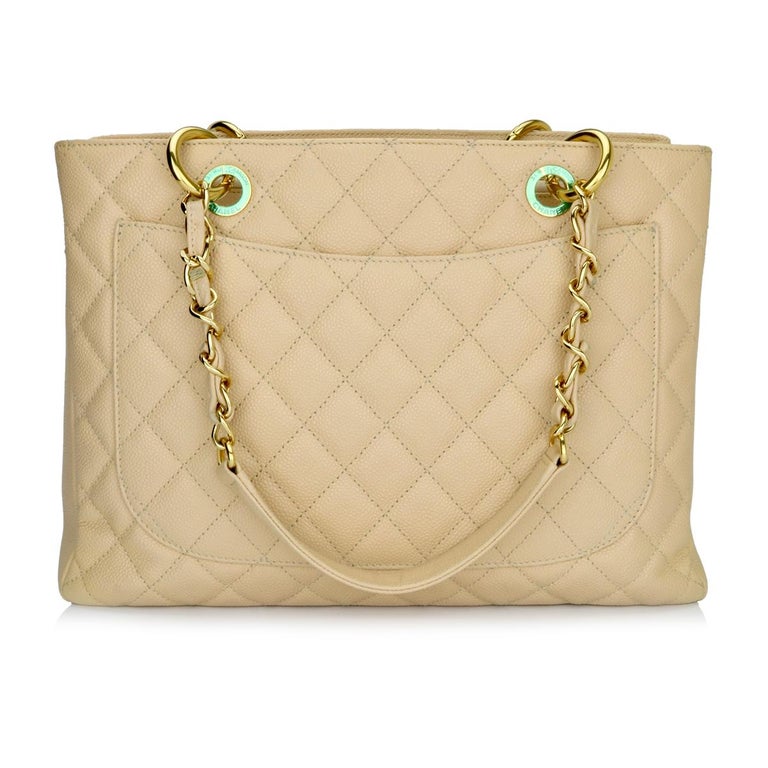 CHANEL Grand Shopping Tote (GST) Beige Clair Caviar with Gold Hardware ...