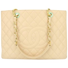 CHANEL Grand Shopping Tote (GST) Beige Clair Caviar with Gold Hardware 2013