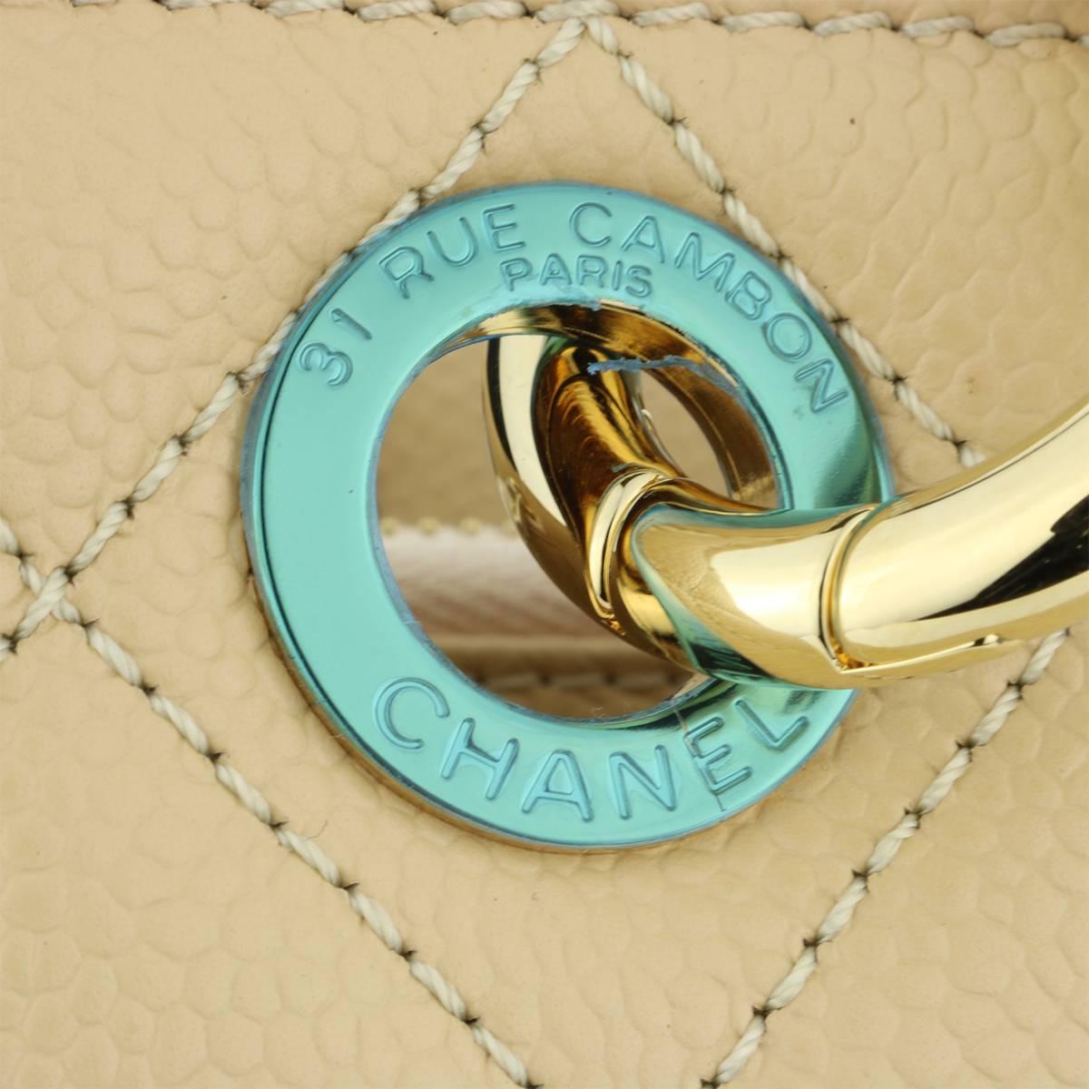 CHANEL Grand Shopping Tote (GST) Beige Clair Caviar with Gold Hardware 2014 7