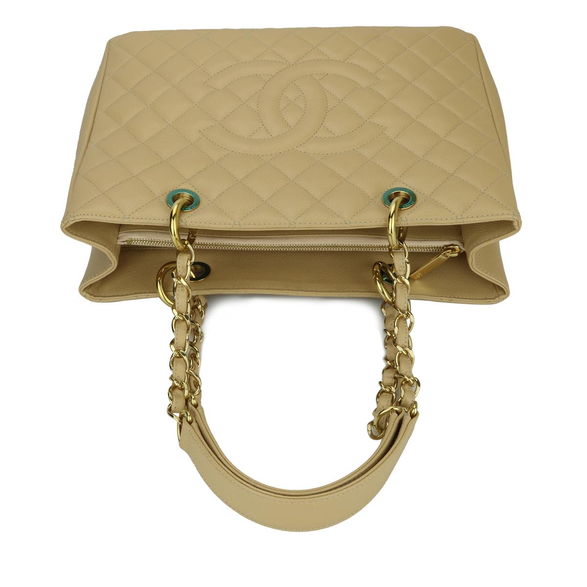 CHANEL Grand Shopping Tote (GST) Beige Clair Caviar with Gold Hardware 2014 3