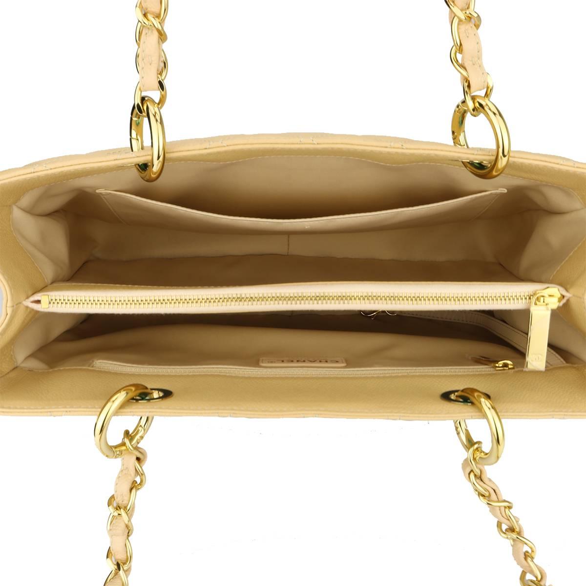 CHANEL Grand Shopping Tote (GST) Beige Clair Caviar with Gold Hardware 2014 8