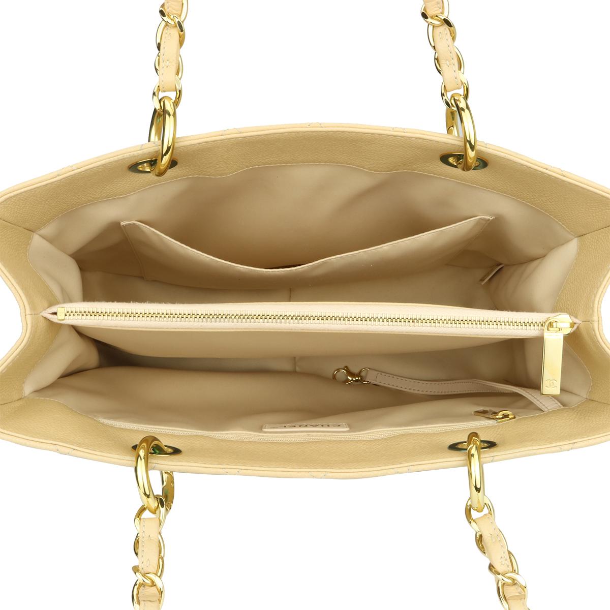 CHANEL Grand Shopping Tote (GST) Beige Clair Caviar with Gold Hardware 2014 5