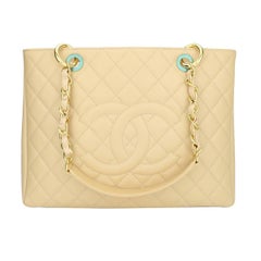 CHANEL Grand Shopping Tote (GST) Beige Clair Caviar with Gold Hardware 2014