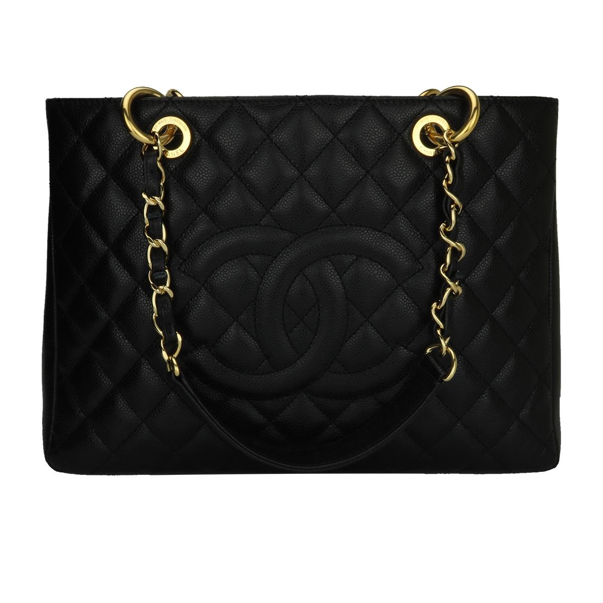 CHANEL Grand Shopping Tote (GST) Black Caviar with Gold Hardware 2015