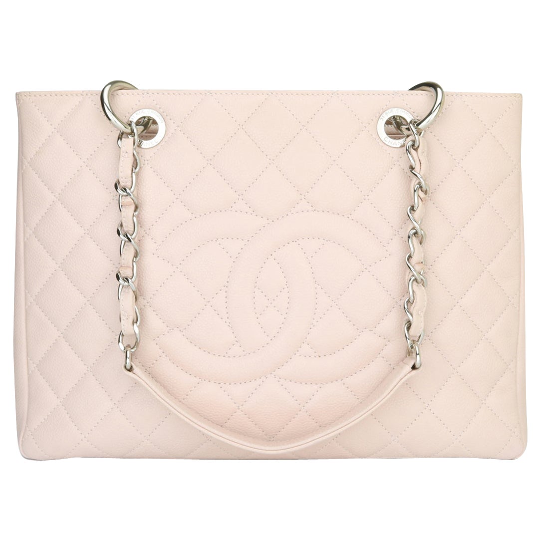 CHANEL Grand Shopping Tote (GST) Hellrosa Kaviar mit Silberbeschlägen 2014
