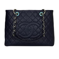 CHANEL Grand Shopping Tote (GST) Navy Caviar with Silver Hardware 2014