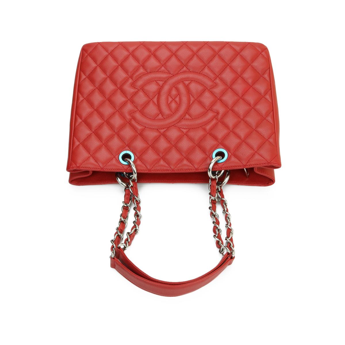CHANEL Grand Shopping Tote (GST) Red Caviar with Silver Hardware 2011 4