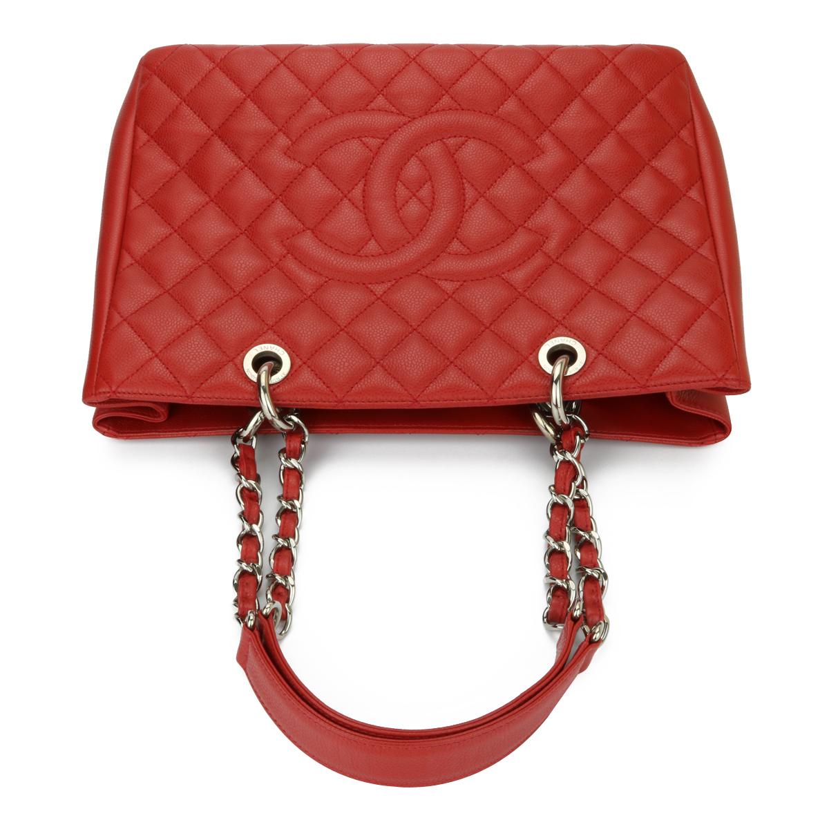 CHANEL Grand Shopping Tote (GST) Red Caviar with Silver Hardware 2011 6