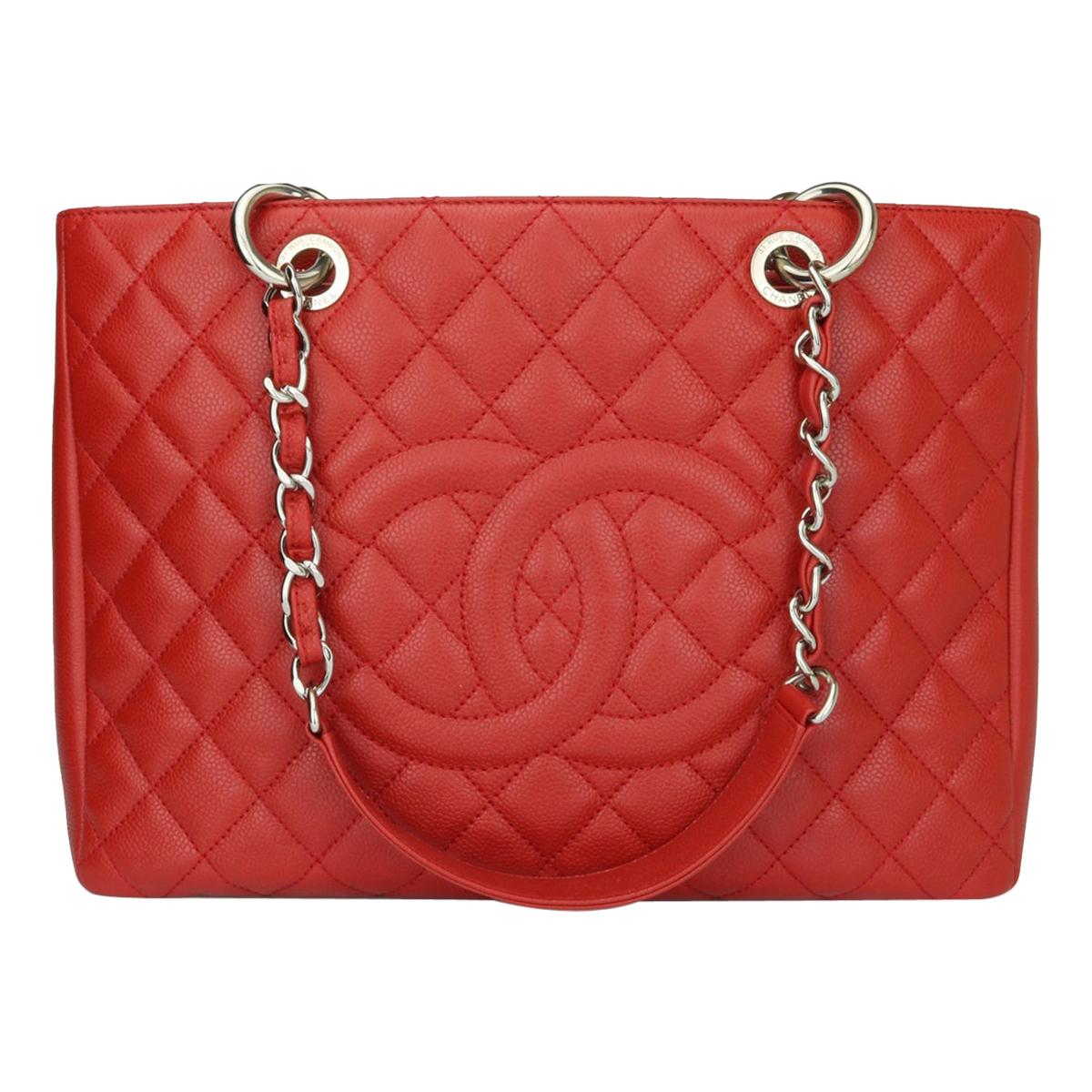 CHANEL Grand Shopping Tote (GST) Red Caviar with Silver Hardware 2011