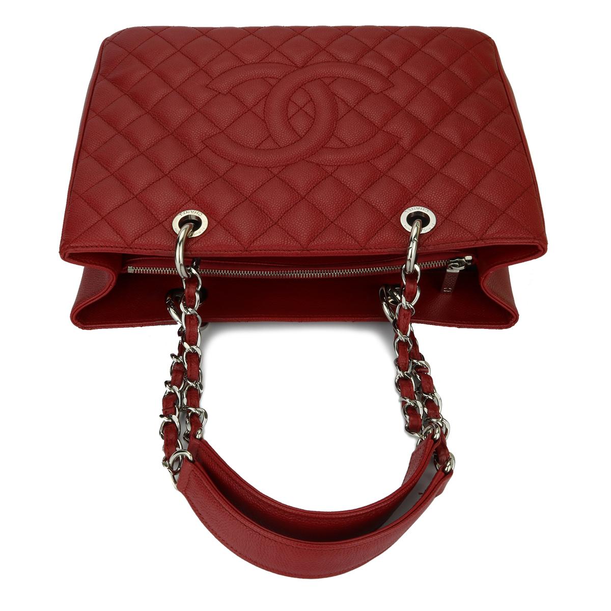 CHANEL Grand Shopping Tote (GST) Red Caviar with Silver Hardware 2013 6