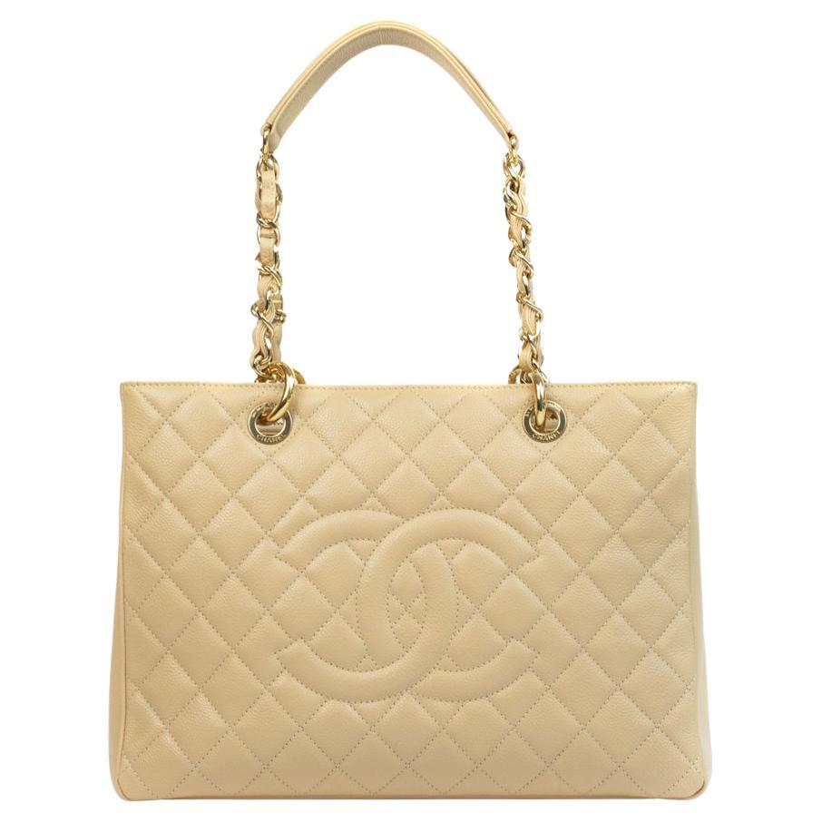 CHANEL, Grand Shopping Tote in beige leather For Sale