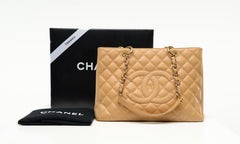 Chanel Grand Shopping Tote Gesteppte Kaviar Beige Tasche