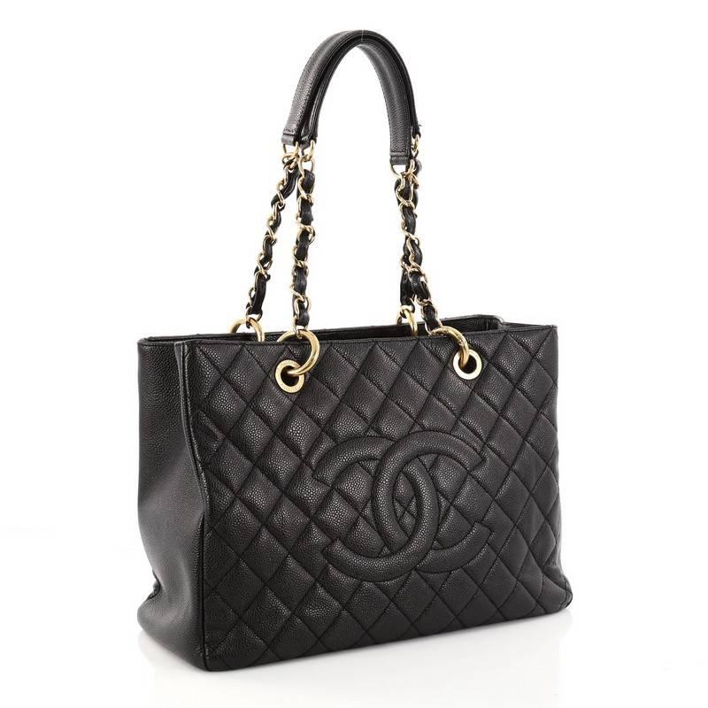 Black Chanel Grand Shopping Tote Quilted Caviar