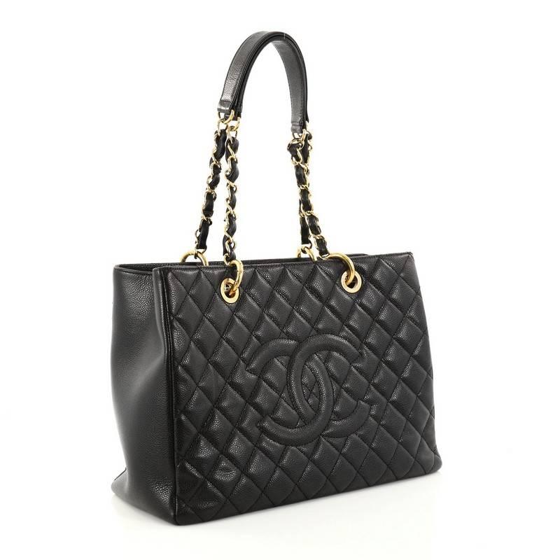 Black Chanel Grand Shopping Tote Quilted Caviar