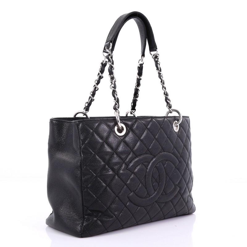 Black  Chanel Grand Shopping Tote Quilted Caviar