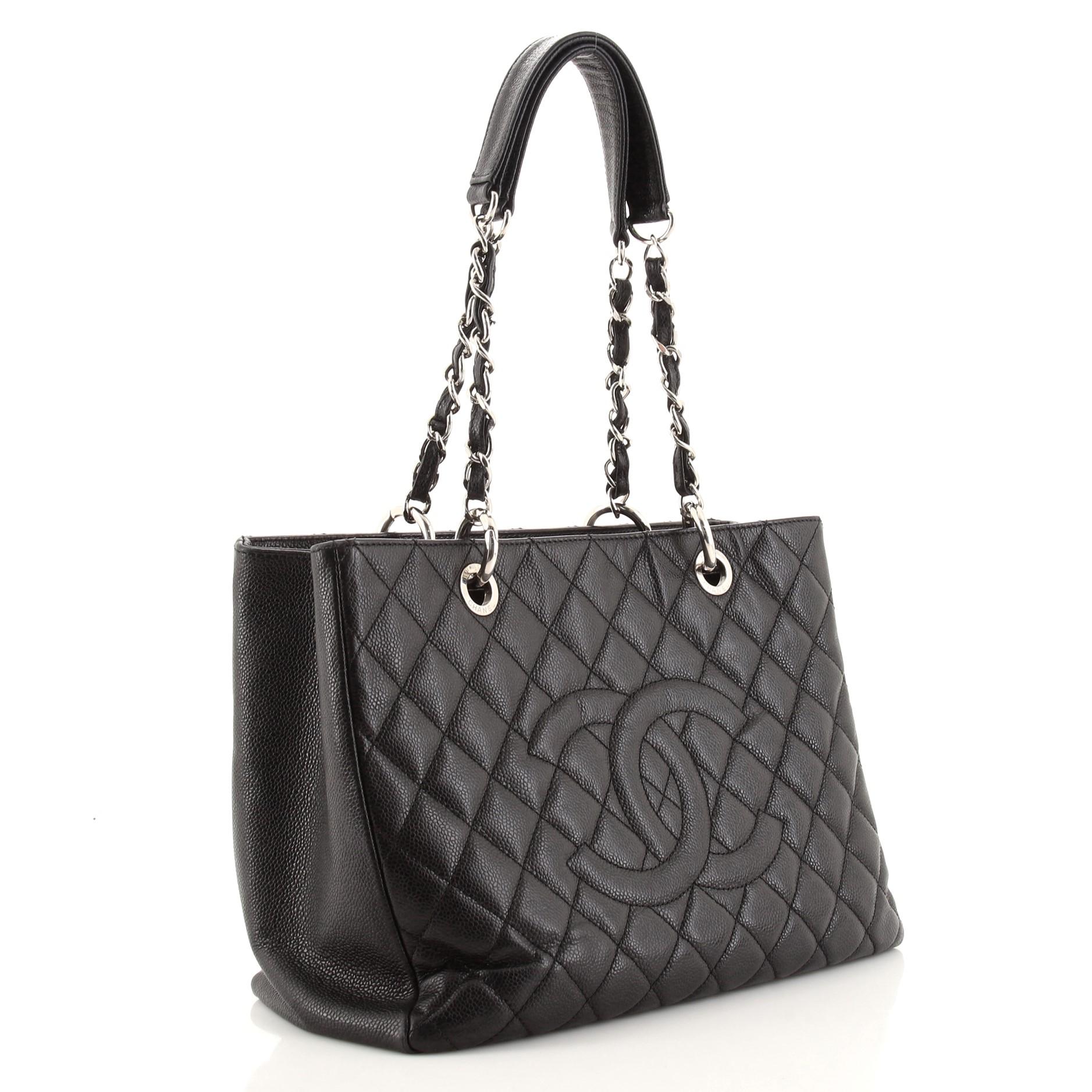 Black Chanel Grand Shopping Tote Quilted Caviar