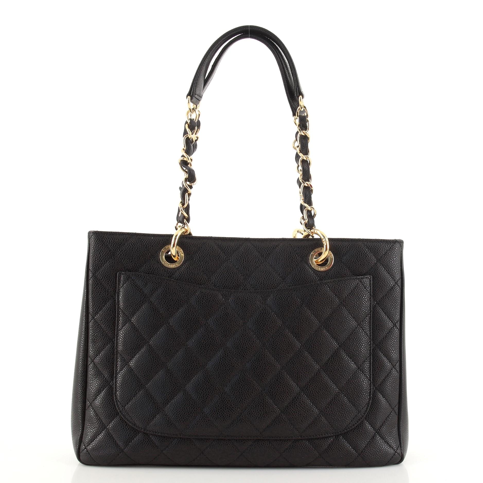 Black Chanel Grand Shopping Tote Quilted Caviar