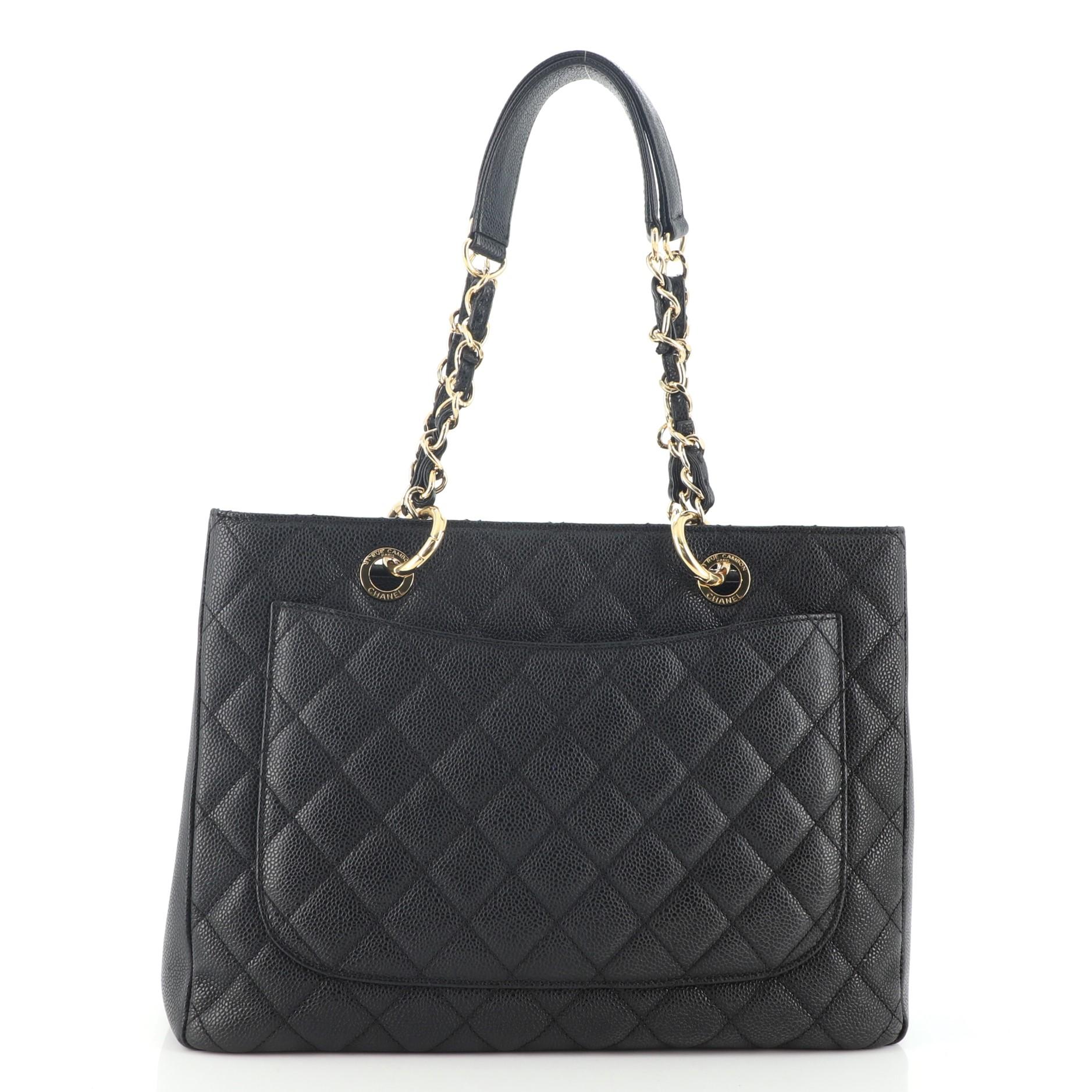 Chanel Grand Shopping Tote Quilted Caviar In Good Condition In NY, NY