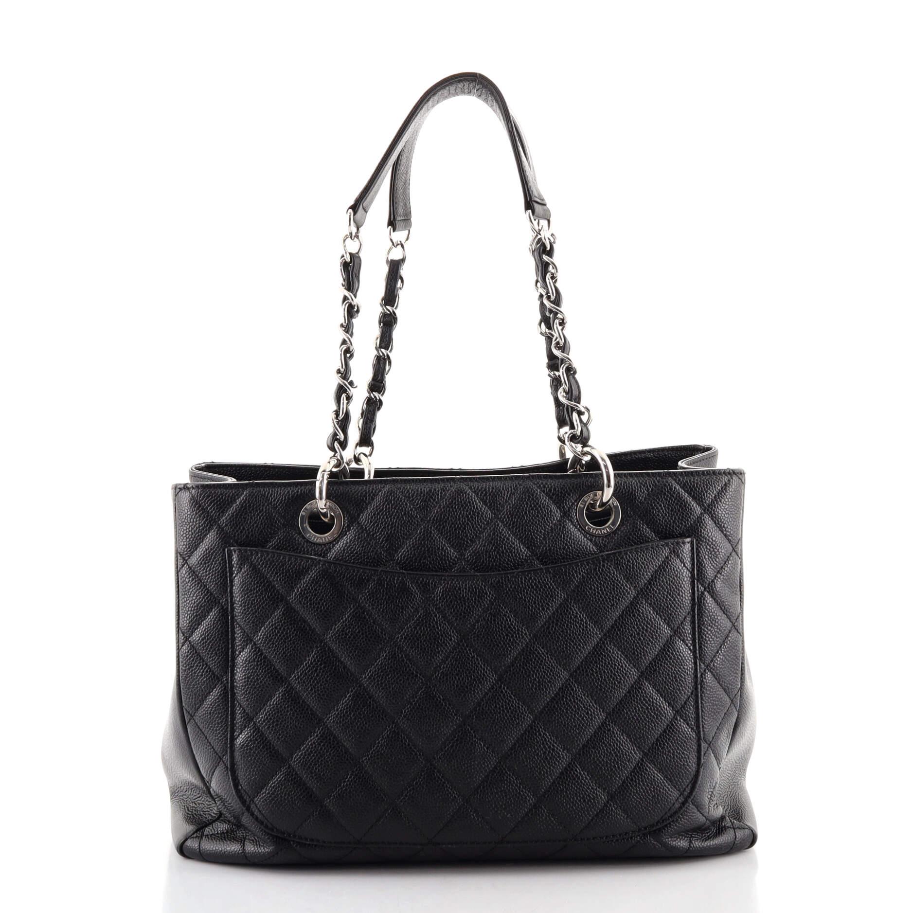 Chanel Grand Shopping Tote Quilted Caviar In Fair Condition In NY, NY