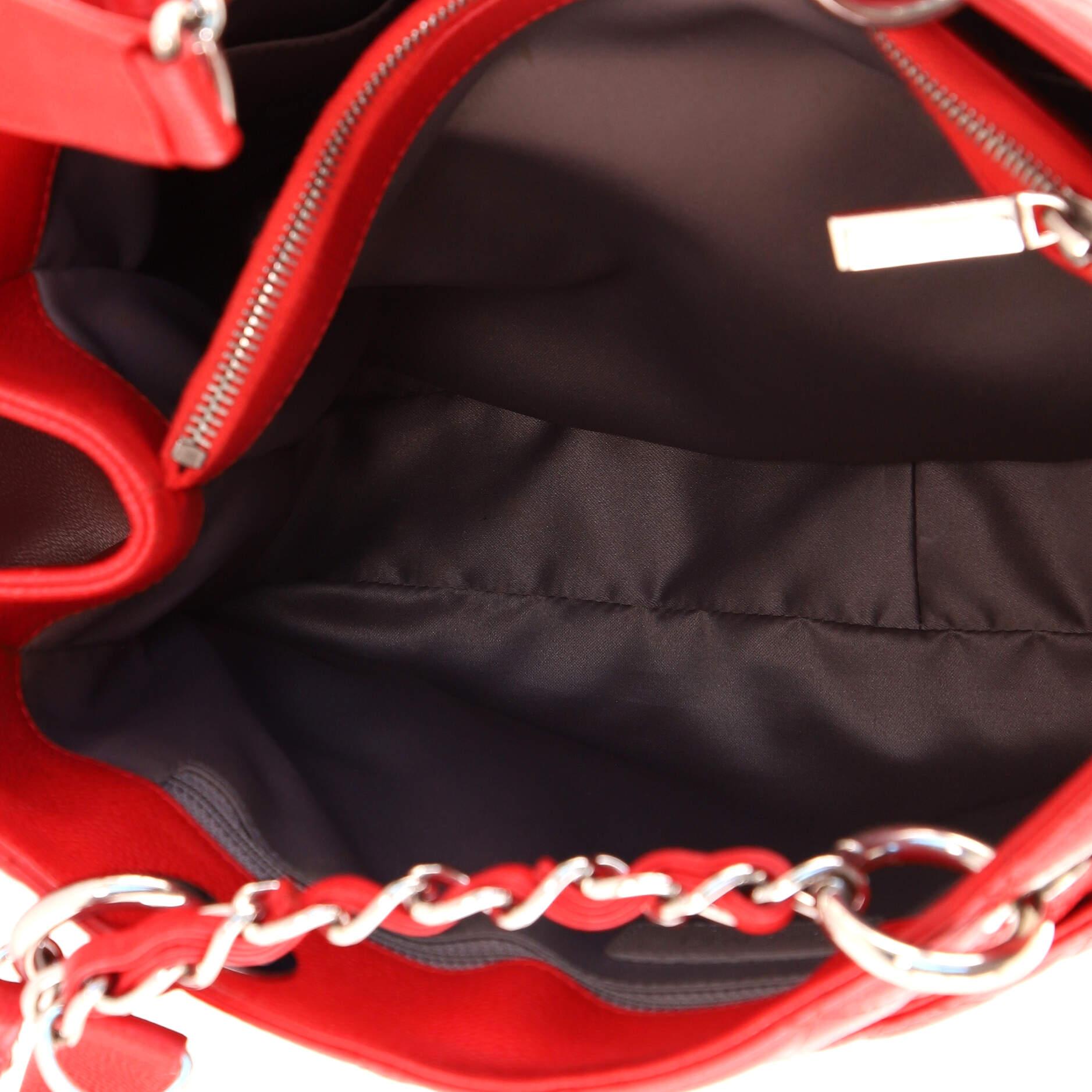 Red Chanel Grand Shopping Tote Quilted Caviar