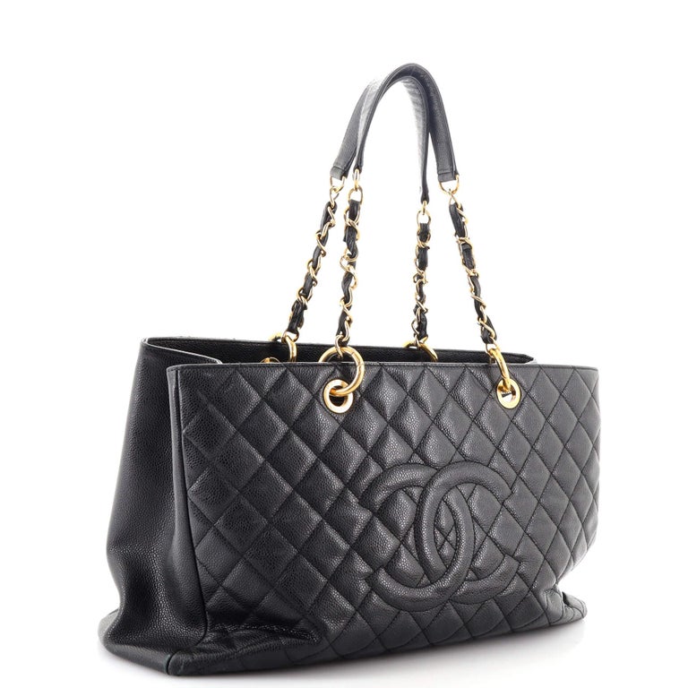 CHANEL Caviar Quilted XL Grand Shopping Tote GST White 68769