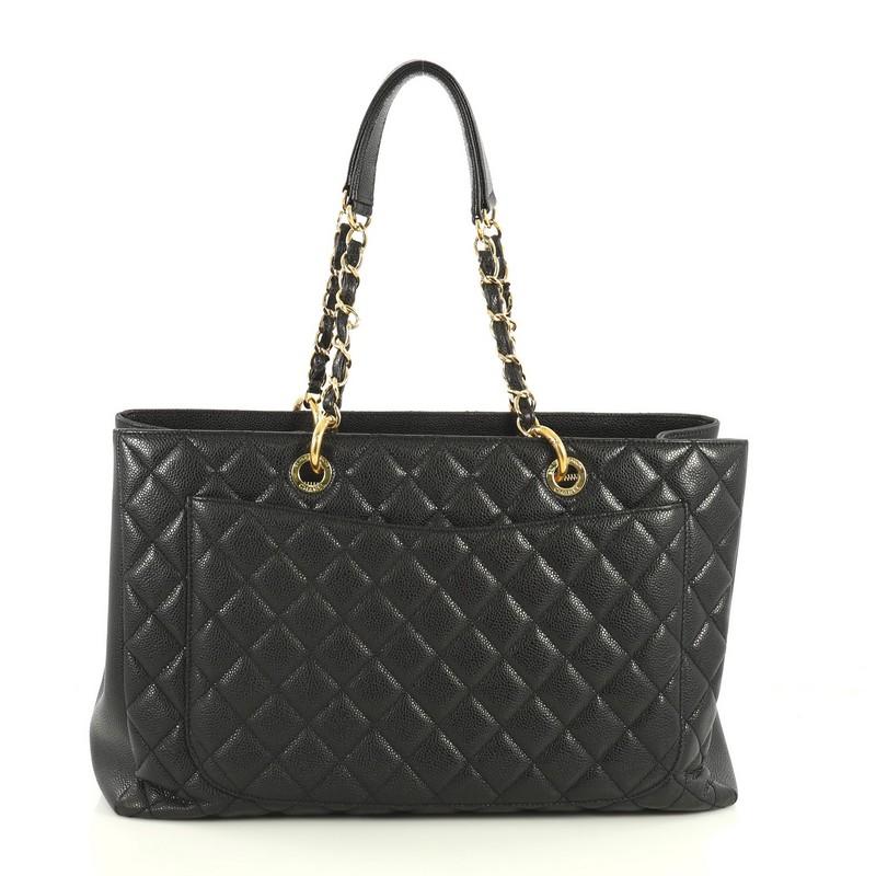 Black Chanel Grand Shopping Tote Quilted Caviar XL