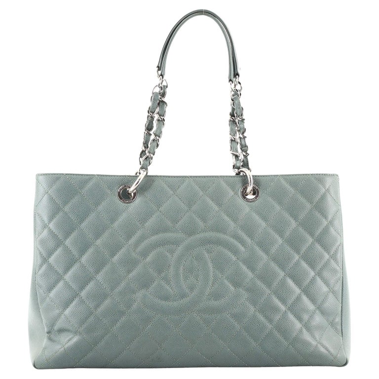 Chanel Grey Quilted Mattie Caviar Classic Jumbo Double Flap Bag