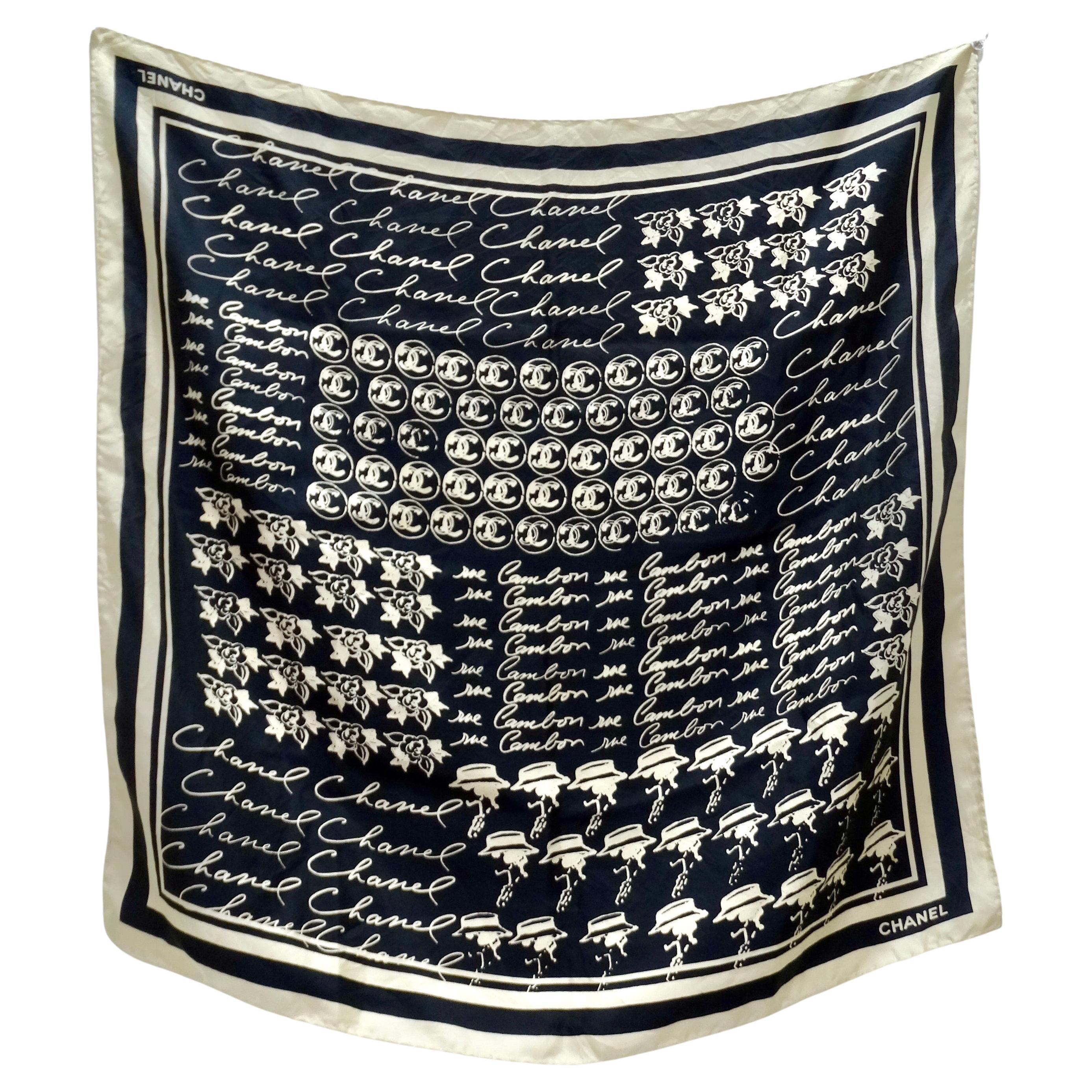 Chanel Graphic Iconic Inscriptions Silk Scarf