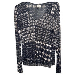 Chanel graphic print black and beige long sleeves top