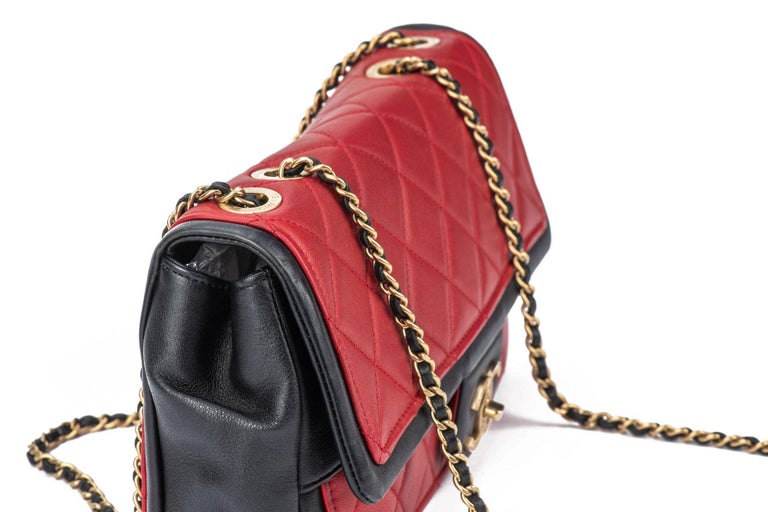 Chanel Graphic Single Flap Bag Black Red