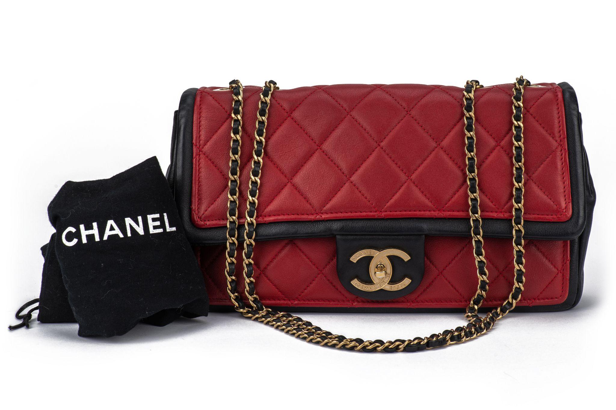 Chanel Graphic Single Flap Bag Black Red For Sale 3