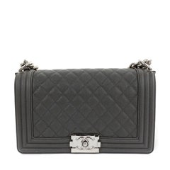 Chanel Graphite Grey Caviar Medium Boy Bag