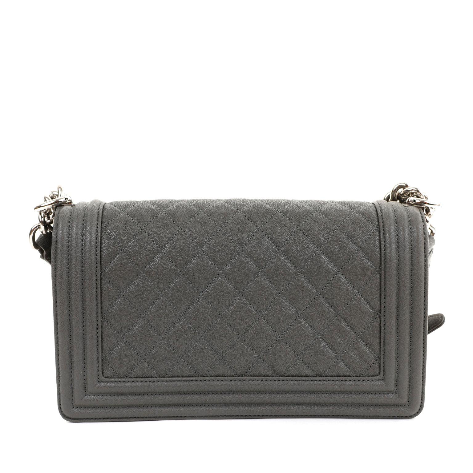 Women's Chanel Graphite Grey Caviar Medium Boy Bag 