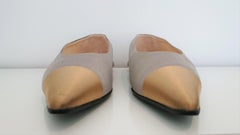 Chanel Gray and Gold pointed ballet flats with transparent heels. Size 40 1/2