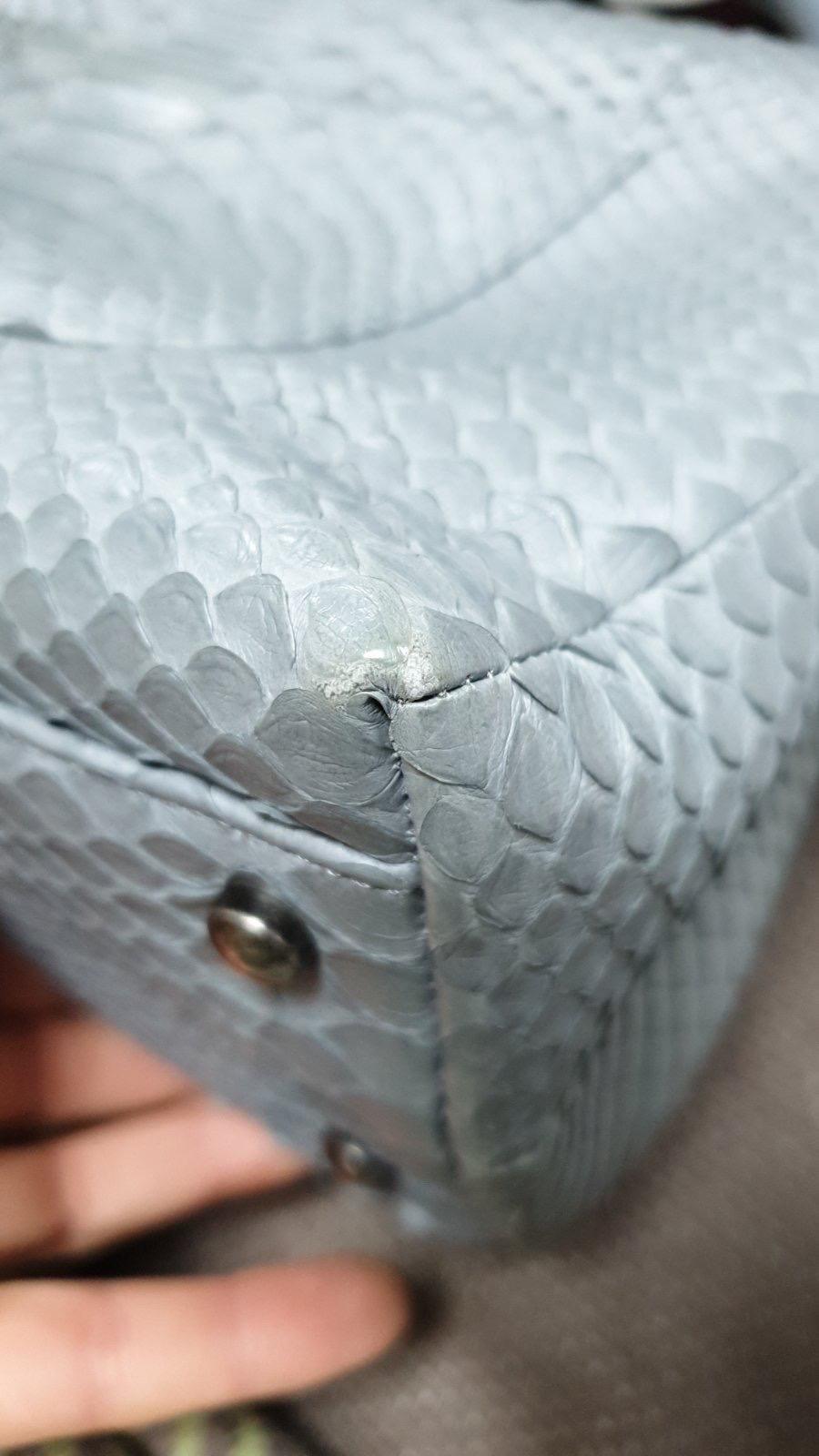 Chanel Gray Blue Python Coco Handle Flap For Sale 7