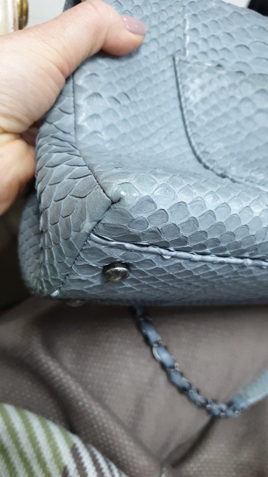 Chanel Gray Blue Python Coco Handle Flap For Sale 8