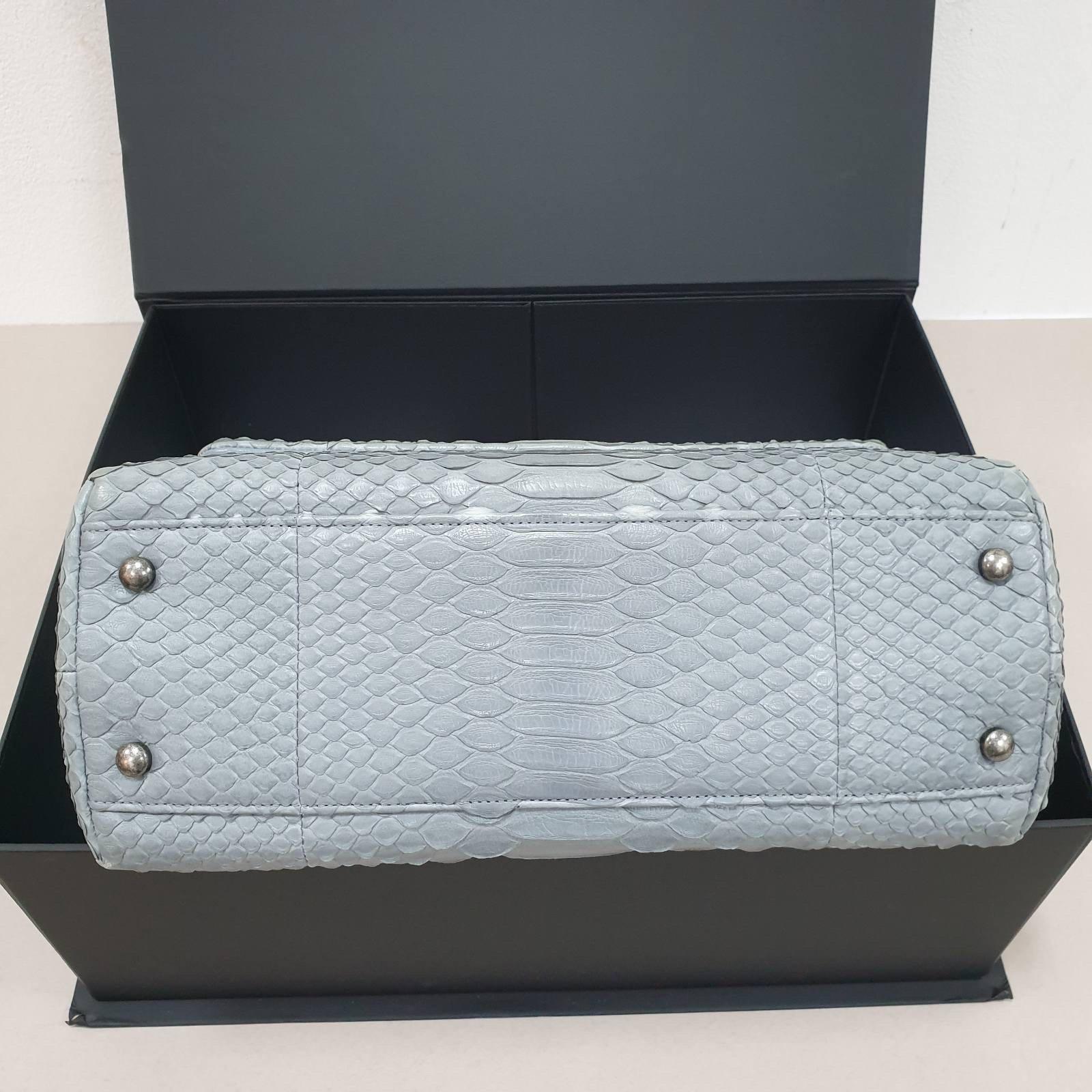 Women's Chanel Gray Blue Python Coco Handle Flap For Sale