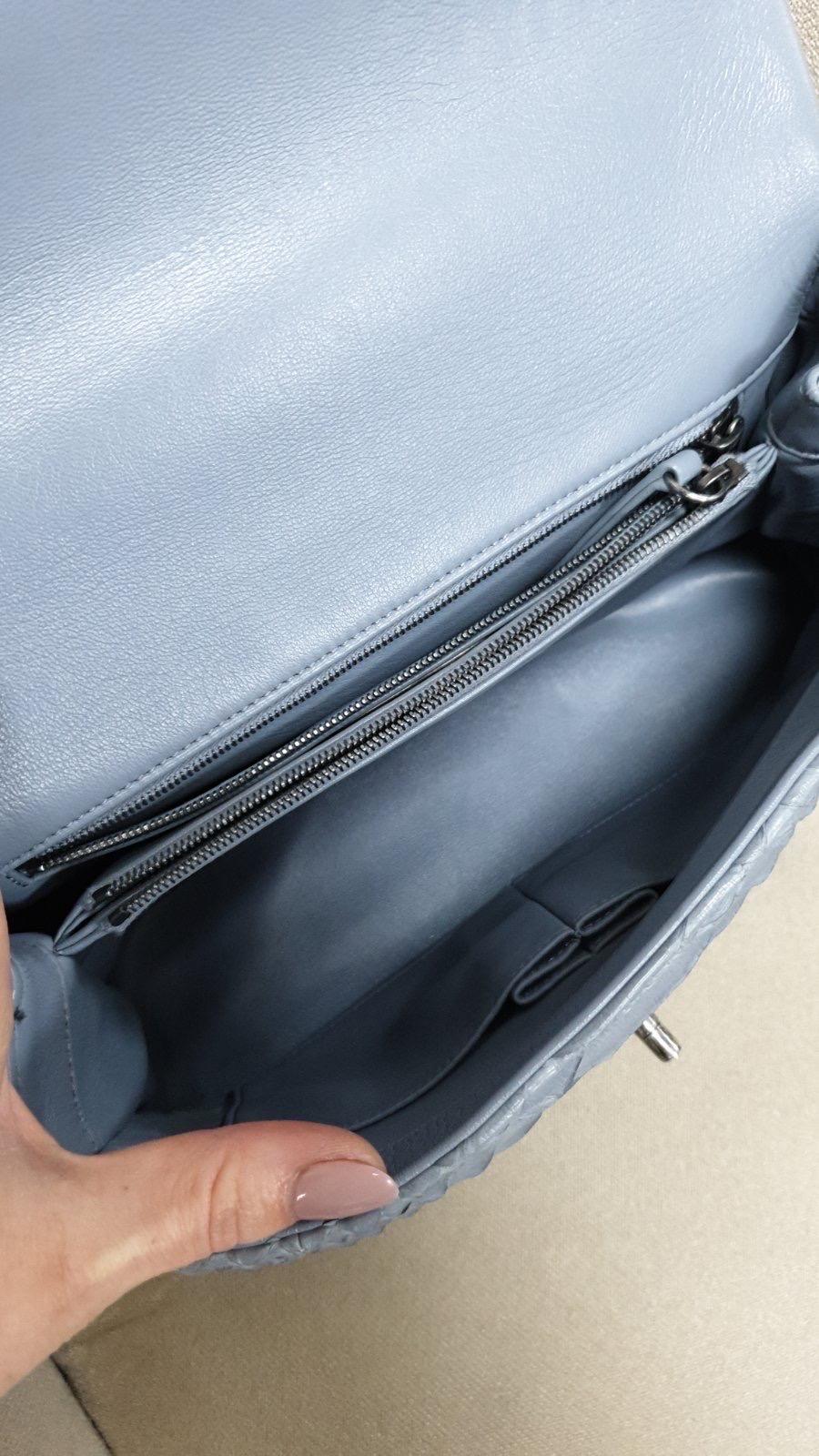 Chanel Gray Blue Python Coco Handle Flap For Sale 5