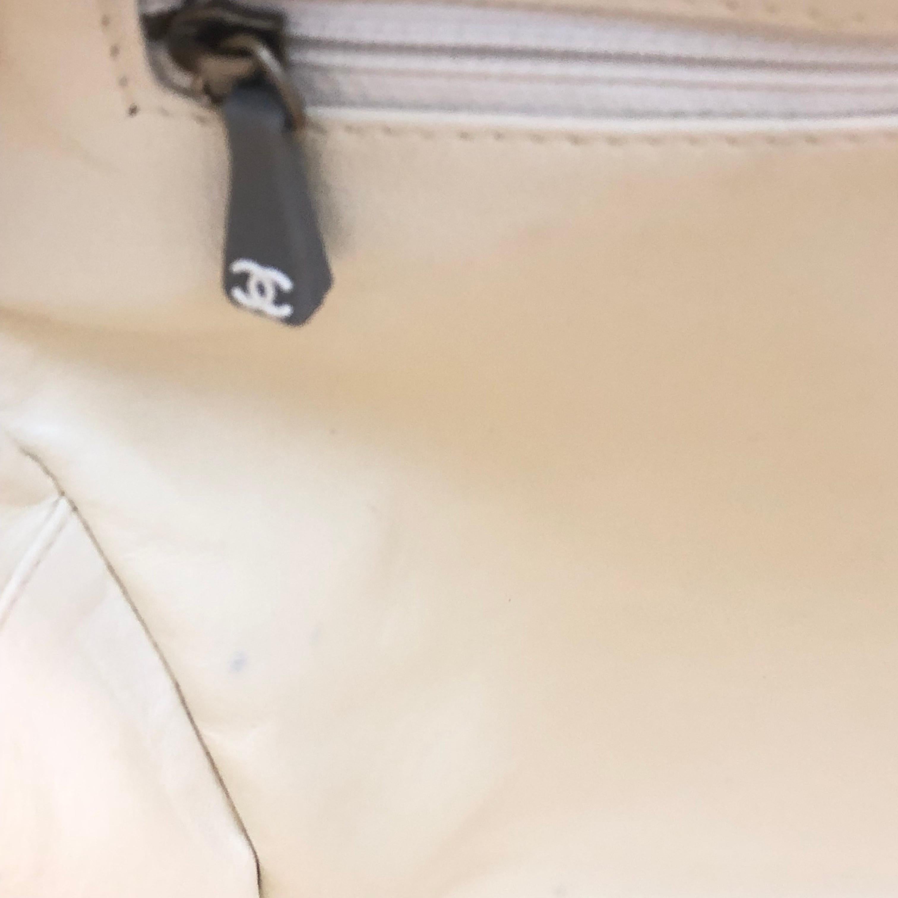 Chanel gray canvas boston style bag For Sale 2