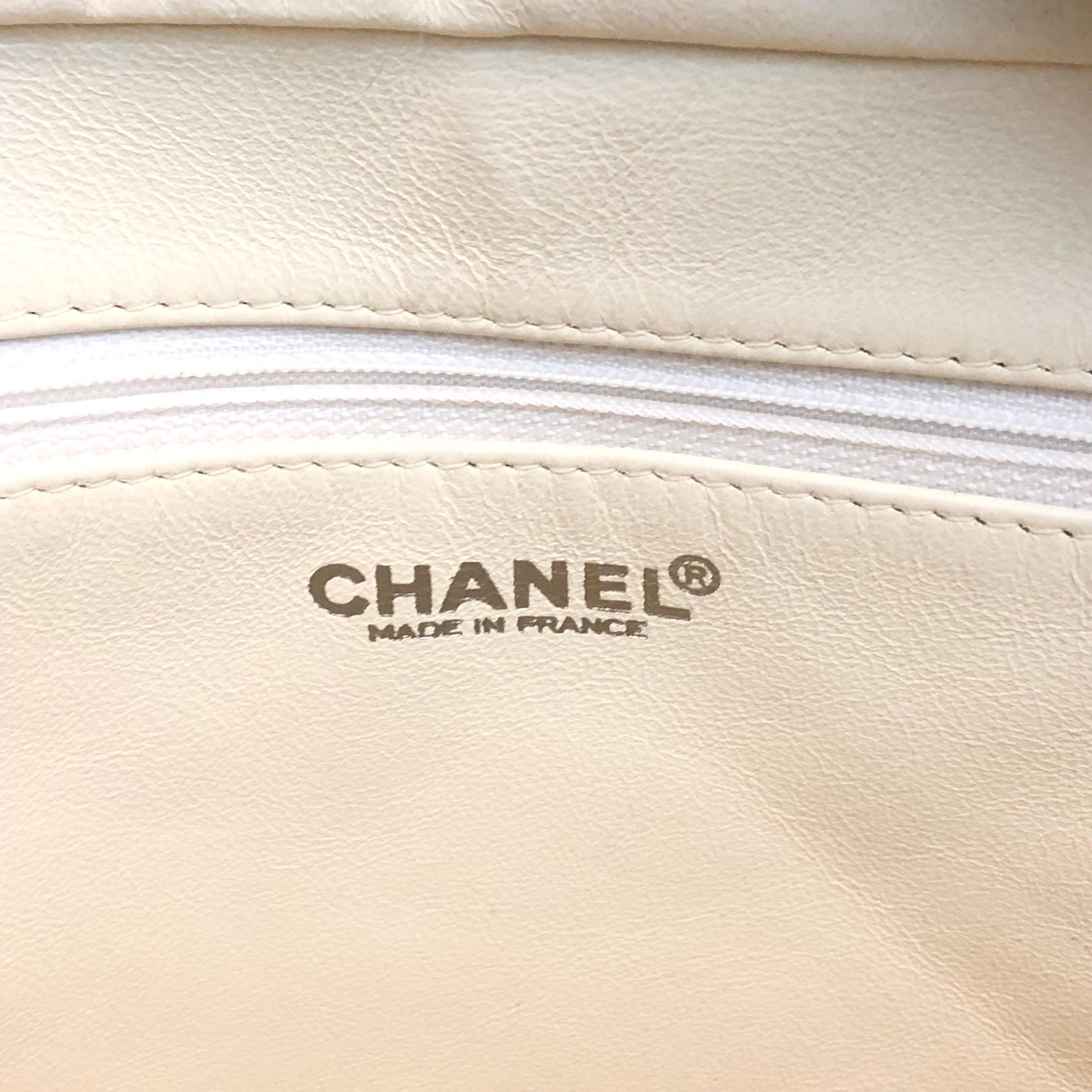 Chanel gray canvas boston style bag For Sale 3