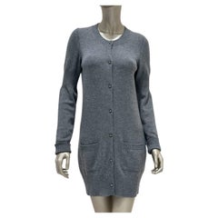 Chanel Gray Cashmere Long Cardigan with CC Turn Lock Buttons, Size 38